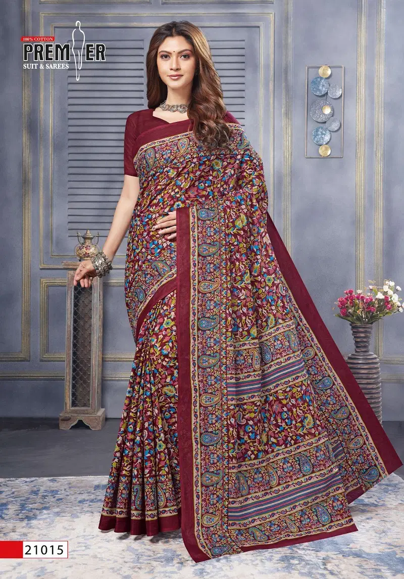 Saravani Vol 21 By Premier Cotton Printed Sarees Wholesale Shop In Surat